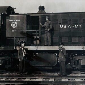 1940s WW2 US Army Transportation Railroad Real Photo Train 8660 Military F11